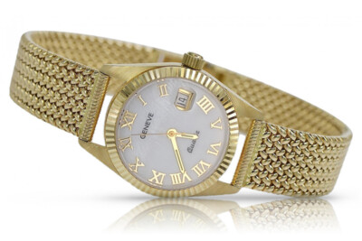 Yellow 14k gold lady wristwatch Geneve watch with pearl dial lw020ydpr&lbw003y