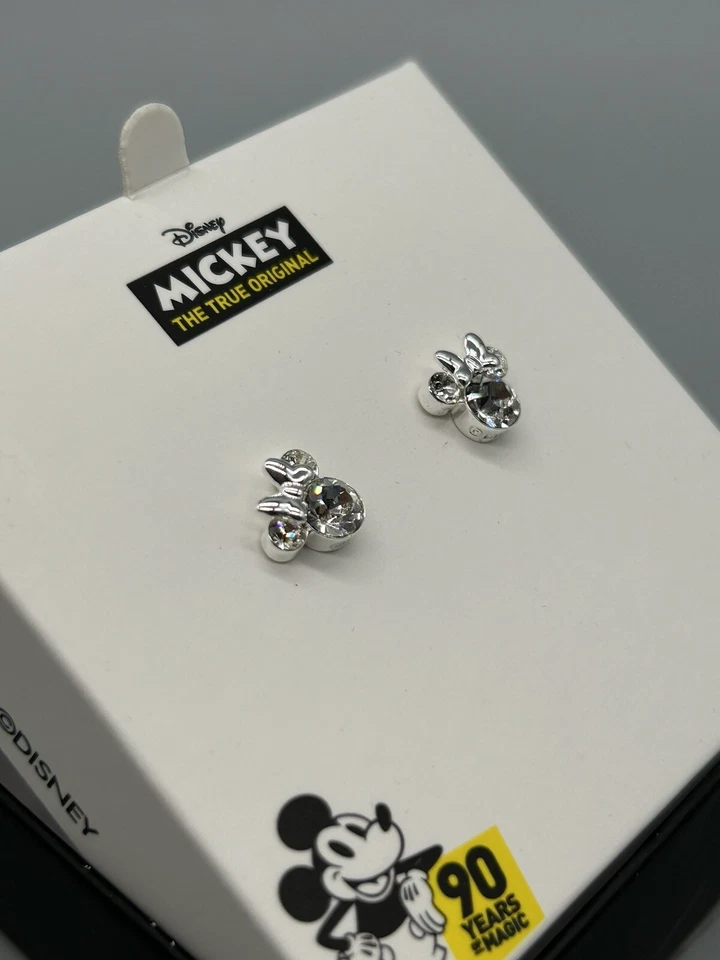 Disney Mini Ratón Circonita Cúbica Chapado en Plata Sud 10mm Pendientes Perforados NUEVO Foto 4 de 4