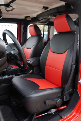 for JEEP WRANGLER 2013-2017 4DOORS IGGEE CUSTOM FIT SEAT COVERS BLACK/RED