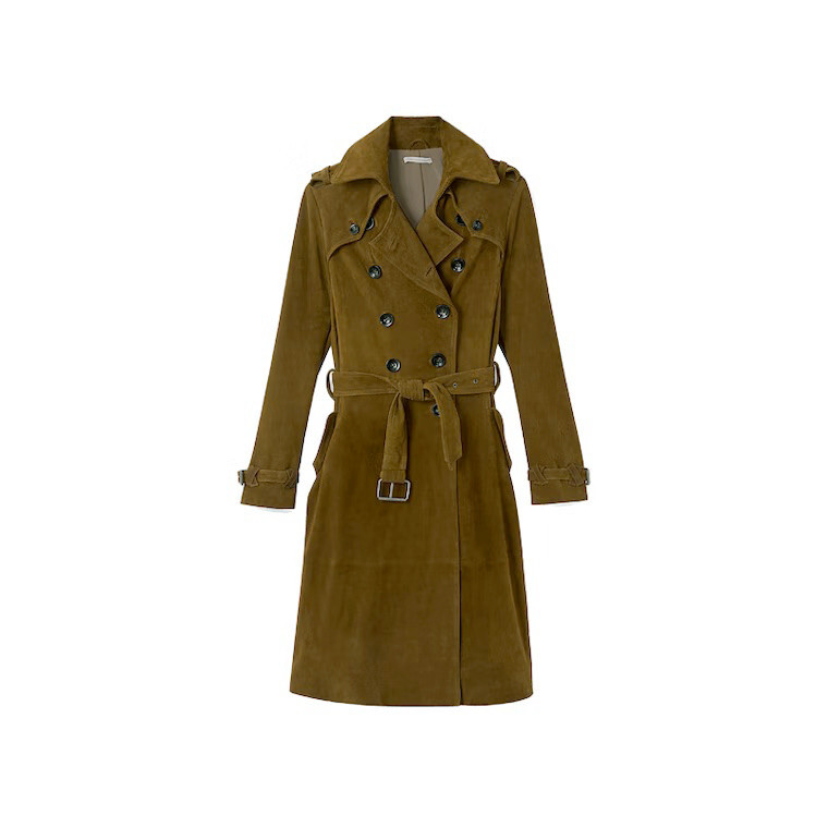 Rebecca Minkoff Lambskin Suede Belted Trench Coat Size Small S