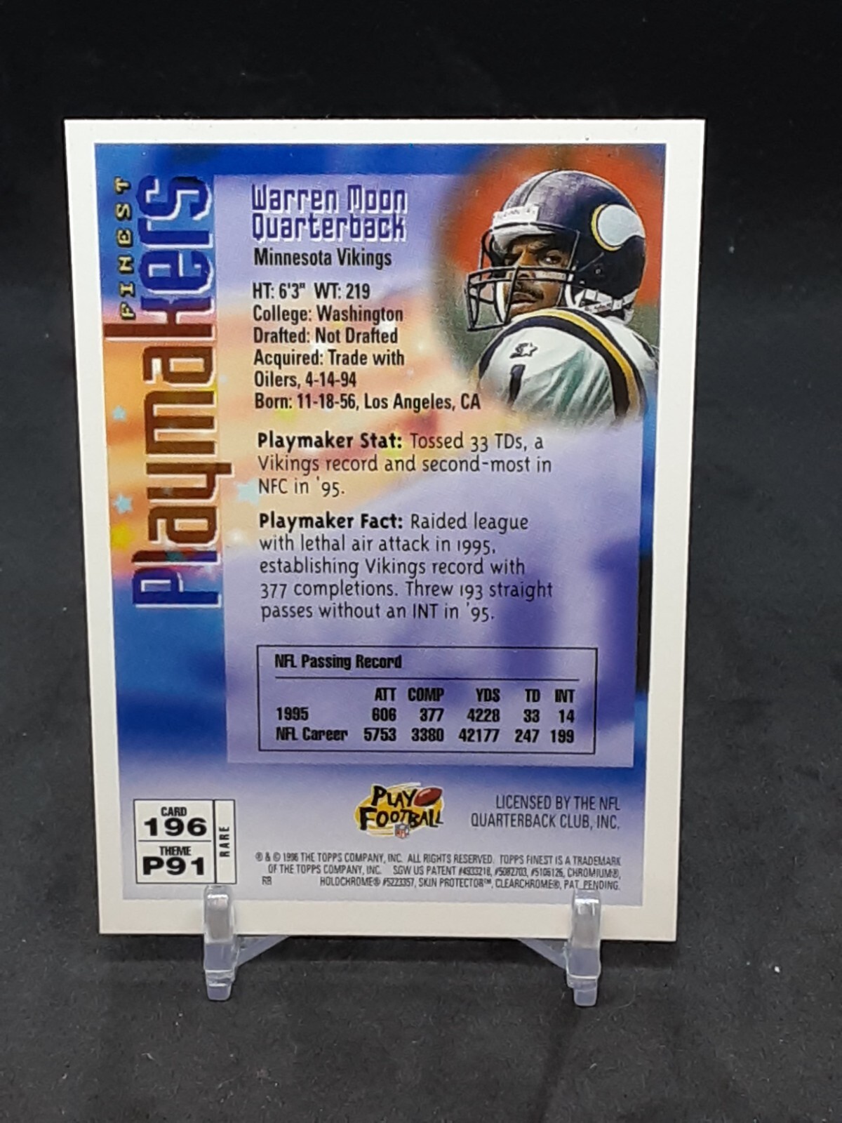 WARREN MOON 1996 FINEST PLAYMAKERS RARE VIKINGS QQ eBay