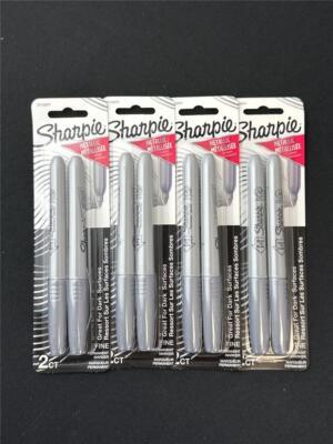 ^ Lot of 4 Sharpie Metallic Silver Permanent Marker Pack of 2 Markers
