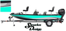 Swirl Graphic Abstract Design Fishing Bass Boat Teal Wrap Vinyl Decal USA Kit   