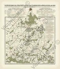 Antique map WATERLOO BATTLE Wellington Belgium campaign 1815 art print poster XL