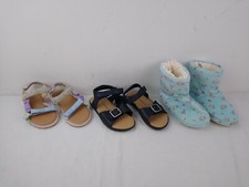 M&S Girl's 3pcs Bundle Shoes Size 9/9.5 Strappy Sandals Frozen Slippers New F2