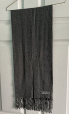 Cashme Gray Acrylic Scarf w/ Fringe Made in Italy 11x60   Soft Warm Fuzzy