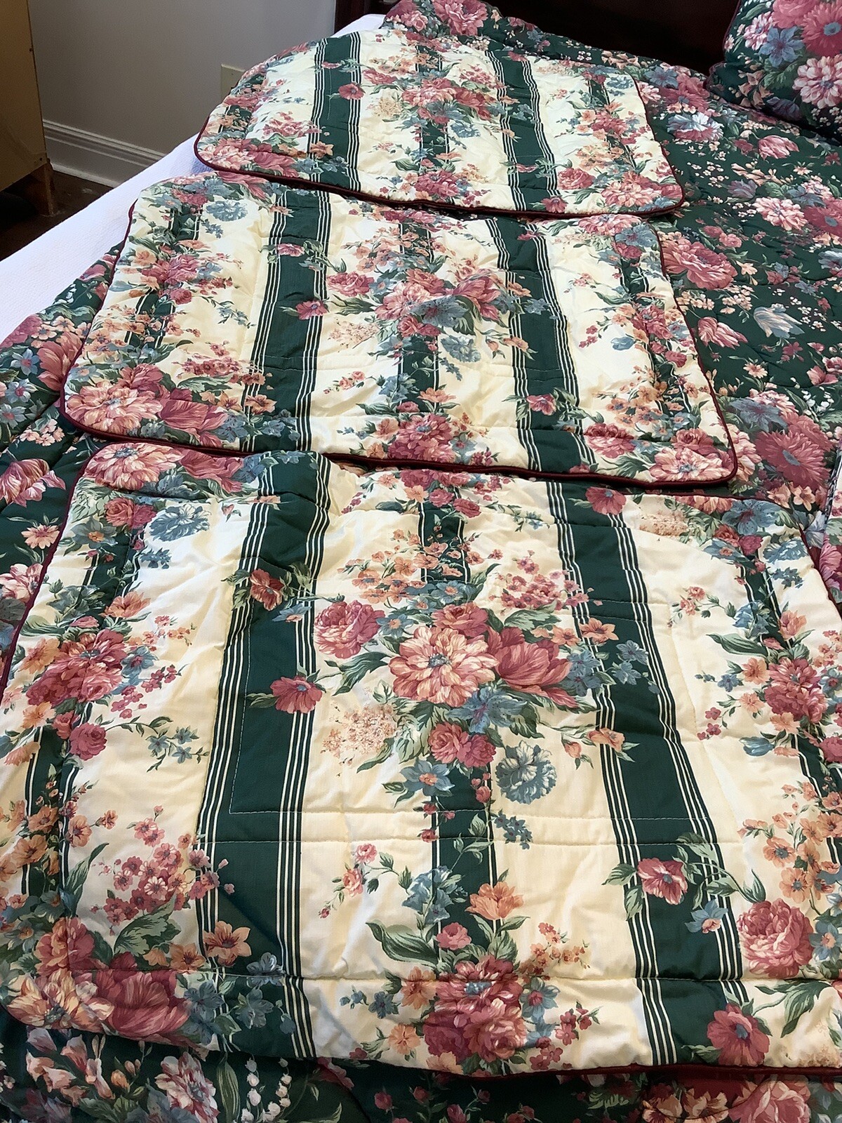 VTG Croscill Granada Green Floral Twin 8 Pc Comforter Bedroom Set Excellent Cond