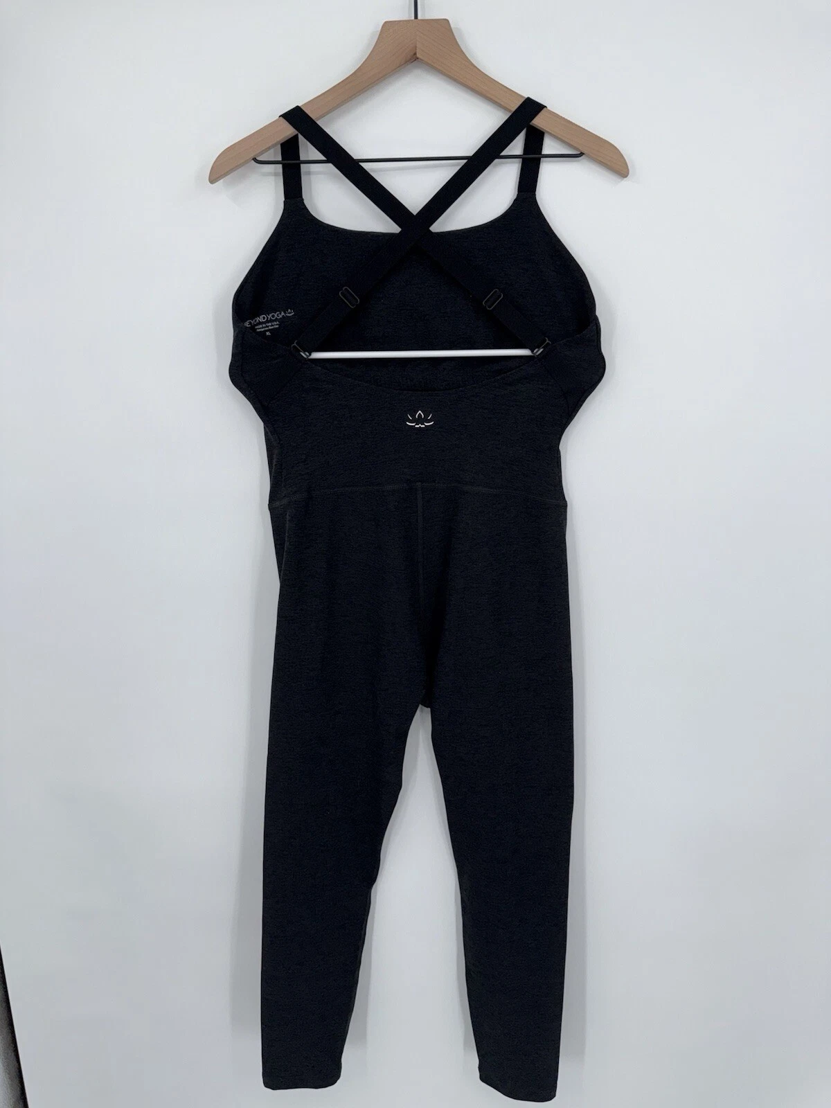 beyond-yoga cross strap sleeveless slip-on one piece romper 