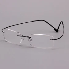 Memory Titanium Rimless Retro Flexible Eyeglass Eyewear Reading Glasses Readers