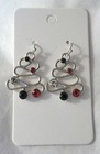 New Silvertone Multicolored Crystals Curvy Christmas Tree Hook Earrings — photo 1