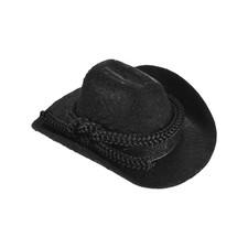 Black Mini Cowboy Hats for Crafts Dolls Wedding, 6.5cm x 5cm x 3cm