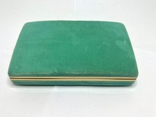 Vintage Velvet Travel Jewelry Box Clamshell Green Organizer