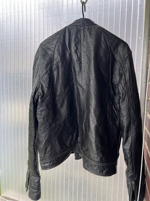 Diesel Men's Black Leather Biker Jacket - Cafe Racer Moto Style - Size L