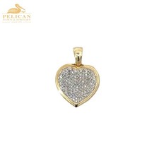 Diamond Pave Heart Charm Pendant in 10K Yellow Gold .115CTW PBR116885 
