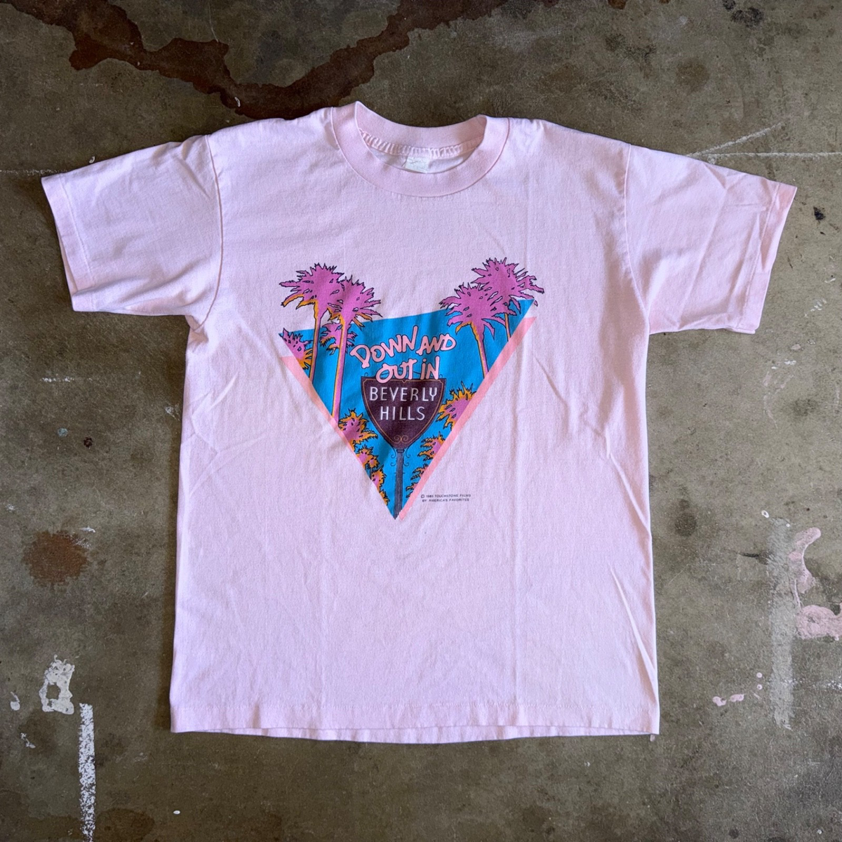 80s VINTAGE DOWN AND OUT IN BEVERLY HILLS MOVIE PROMO T-SHIRT SZ M
