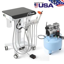 Portable Dental Mobile Delivery Cart System /40L Silent Oil-Free Air Compressor