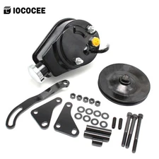 For SBC Chevy Black Saginaw Power Steering Pump with Single Groove Pulley