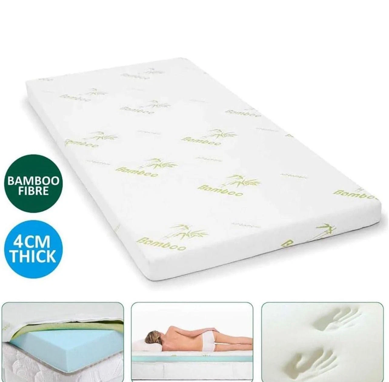 “Ultra-Soft Bamboo Mattress Topper for Pressure Relief and Breathable