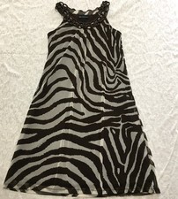 INC International Concepts Zebra Dress Size S Brown Sheer Mesh Lined Spring