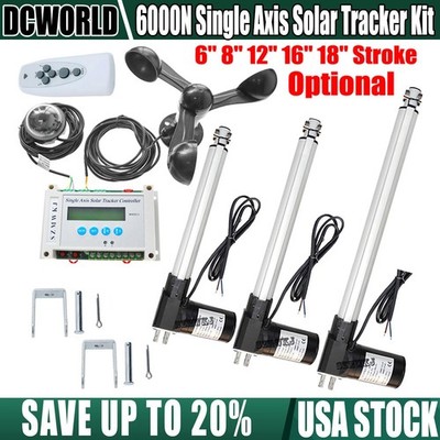 LCD Single Axis Solar Panel Tracking W/ 12V 6000N Linear Actuator W/ Wind Sensor
