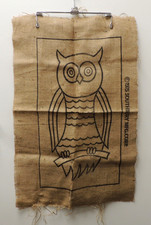 1975 Ronco Owl Rug Wall Art / Speed Tufting / burlap image ONLY 13" x 23"