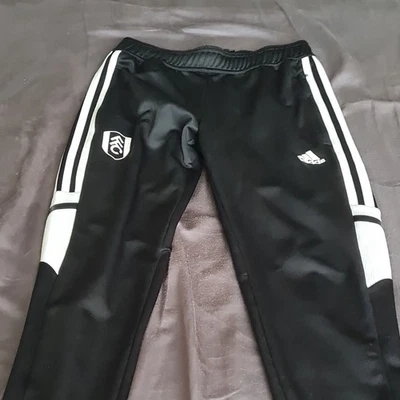 adidas Fulham FC Black White Track Pants Trousers M 32in Drawstring - Image 1 of 4