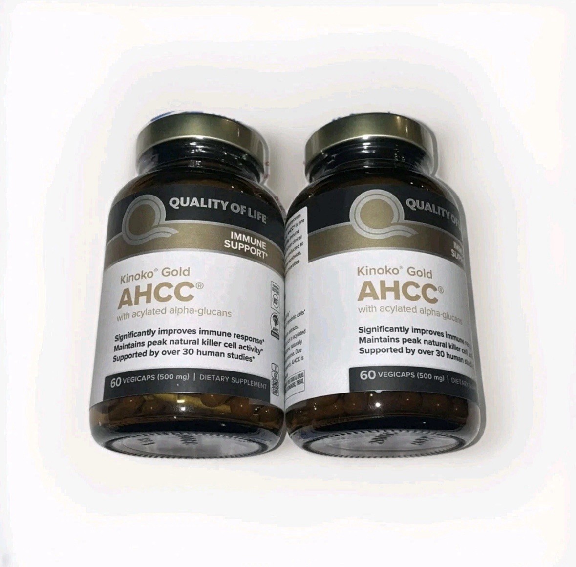 Kinoko Gold AHCC 500 mg  Quality of Life - 60 X 2 = 120  Exp 28 NEW