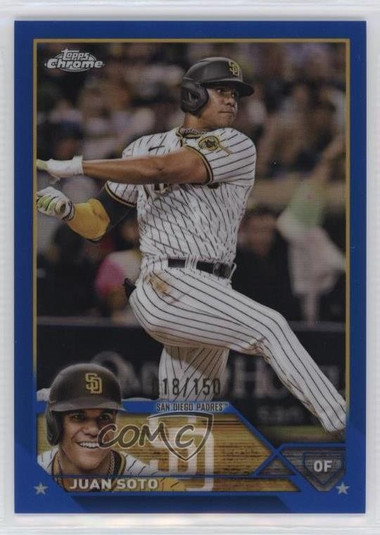 2023 Topps Chrome Blue Refractor 18/150 Juan Soto #100 7c5