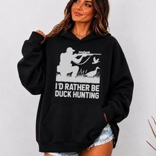 I'd Rather Be Duck Hunting Hoodie, Duck Hunter Aiming with Rifle