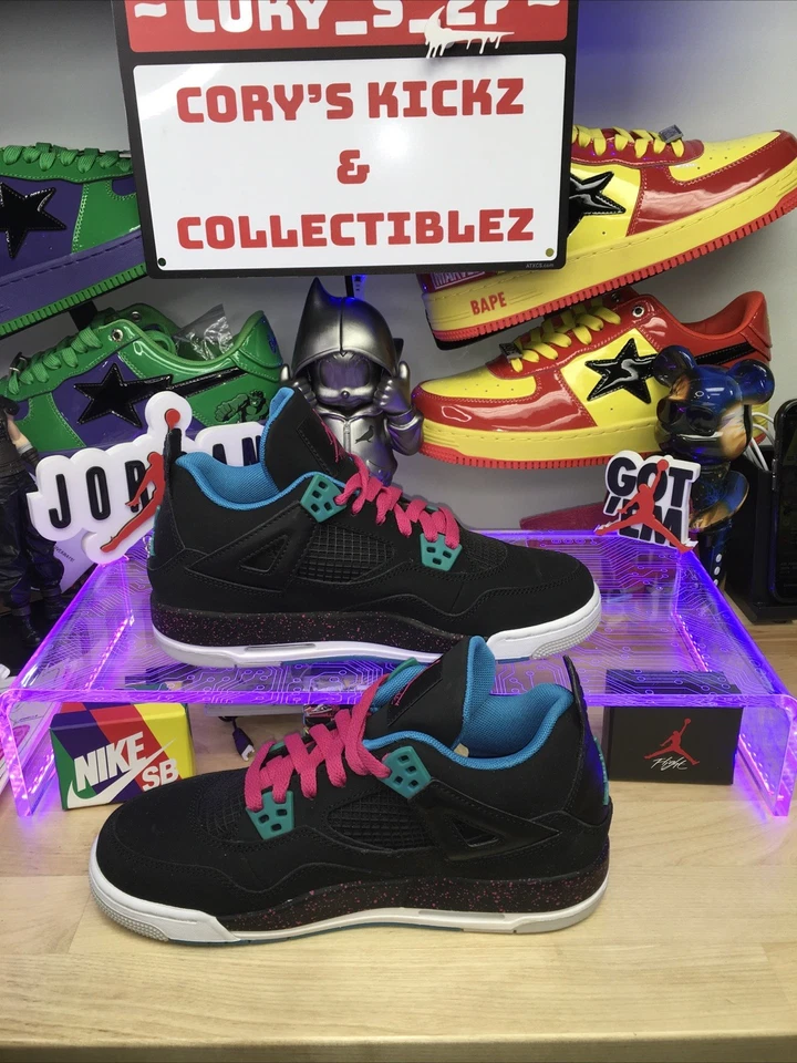 AIR JORDAN 4 Retro GS NEGRO/ROSA VIVO TALLA 6Y 🔥 Colorway, Raro Encontrar Nuevo Foto 2 de 4