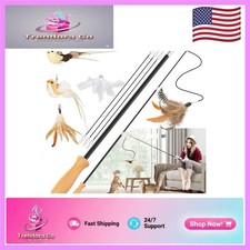42.15    Cat Teaser Wand with Handmade Bird Refills   Engage Indoor Kittens