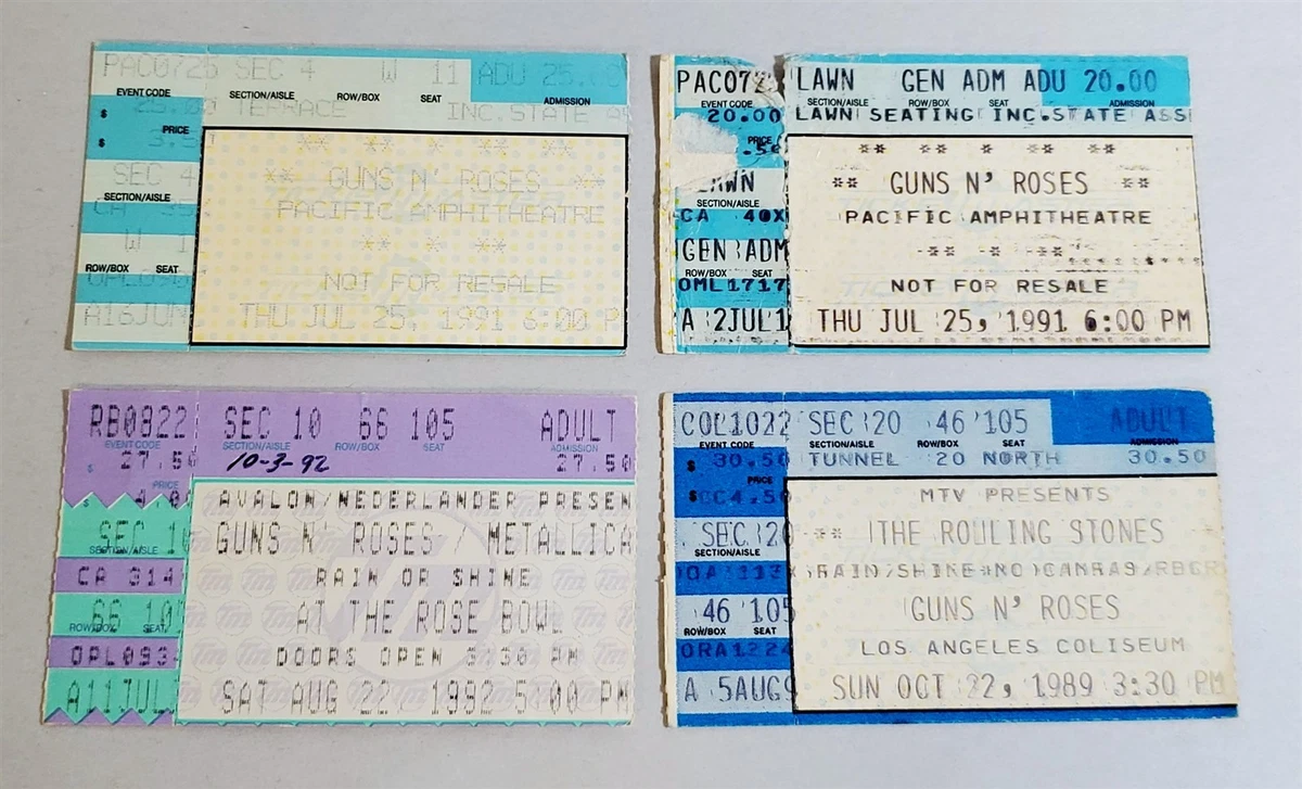 Guns N Roses Tickets In other Guns N' Roses Memorabilia for sale