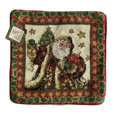 Wool Needlepoint Pillow Cover Santa St Nick Christmas 14" x 14" Vintage '94 NWT