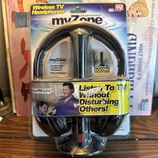 New & SEALED My Zone Wireless TV Headphones Transmits to 100 FT As Seen On TV