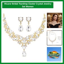 Bridal Teardrop Cluster Crystal Jewelry Set Women
