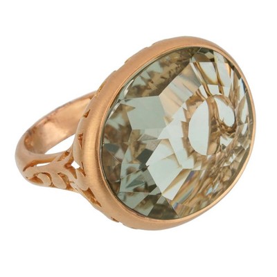 Pomellato Prasiolite Arabesque Cocktail 18k Rose Gold Ring Sz 7 1/2