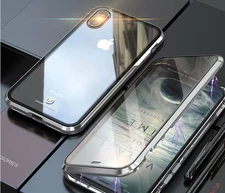 Color: Silver double, Model: IPhone87 P - Metal magnetic glass case