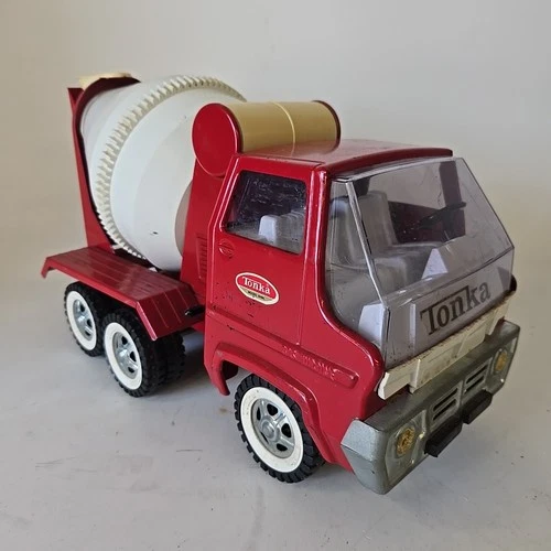 Vintage 1960's Tonka Red Cement Mixer Concrete Pressed Steel Truck *PRE-OWNED*