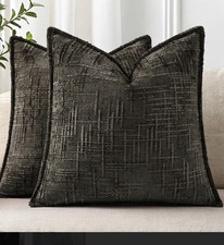 decorUhome Chenille Soft Cozy Throw Pillow Covers 20x20 Set of 2, Chocolate