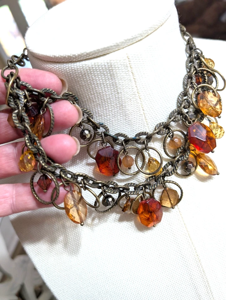 PREMIER DESIGN BRAND ожерелье 2 нити круги и янтарь и золотой цвет «драгоценности» - Изображение 3 из 4