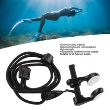 Diving Nose Clip Adjustable Aluminum Alloy Swimming Nose Plug With Lanyard Black