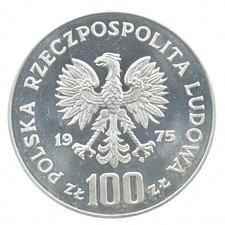 SILVER - WORLD Coin - 1975 Poland 100 Zlotych - World Silver Coin *634