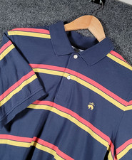 Brooks Brothers Slim Fit Golf Polo Shirt Mens XL Blue Stripe Supima Cotton Logo