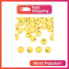 PATIKIL 200pcs 16mm Yellow Natural Wood Beads Loose Spacer Beads 4mm Hole