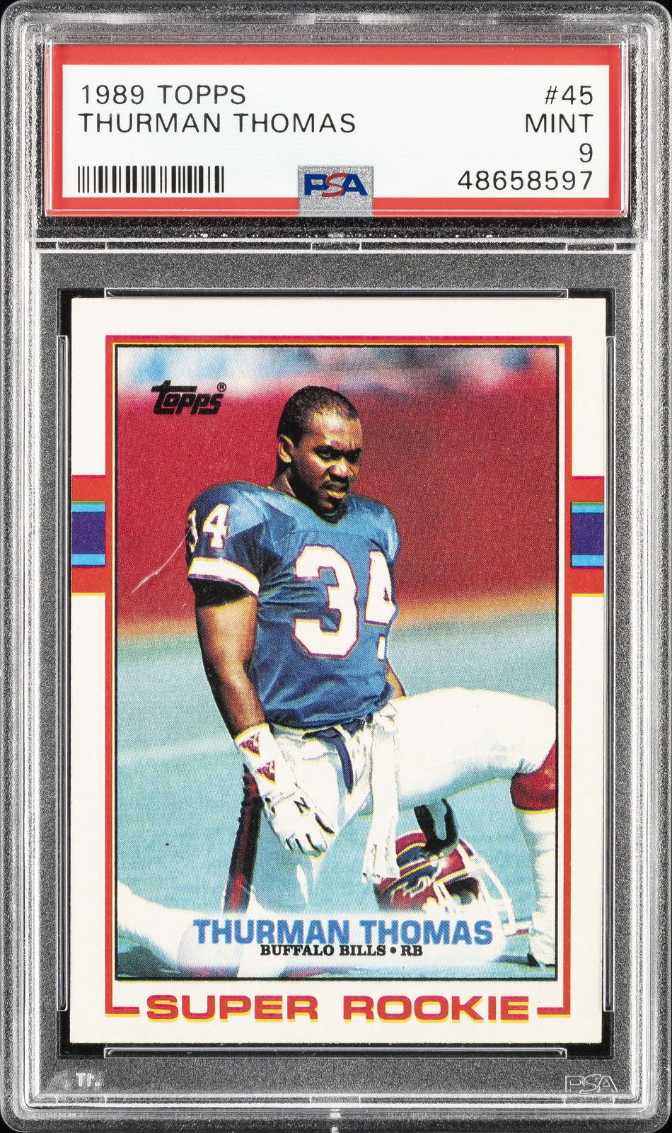 1989 TOPPS #45 THURMAN THOMAS ROOKIE RC PSA 9