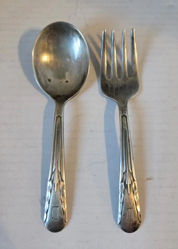 International Sterling Silver Orchid Youth Spoon & Fork Monogrammed D