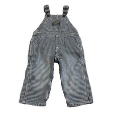 OshKosh B  Gosh Baby Cotton Overalls Blue Railroad Engineer Stripe Vestbak 9M
