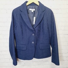 NWT New York Company Navy Blue Textured Stretch Blazer Jacket Size 8