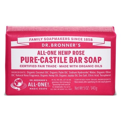 Dr Bronner Org Rose Soap Bar 140g - 3er Pack