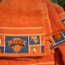 7 piece Custom  New York Knicks NBA Licensed Orange Blue Towel Set Basketball 